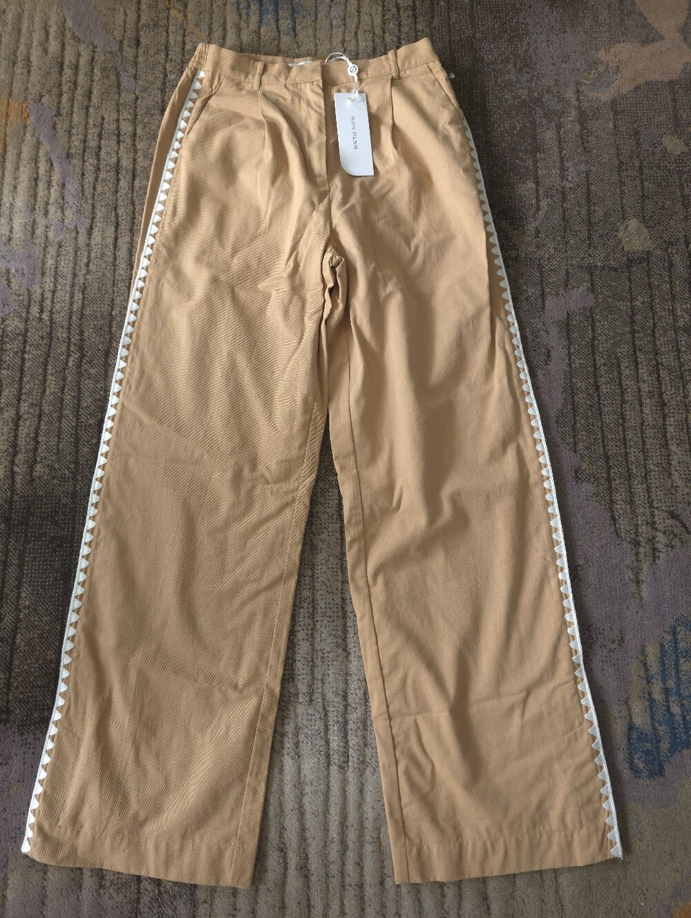 Two Piece Mon Renn Lisle Pant Set In Biscuit - Picture 7 of 15